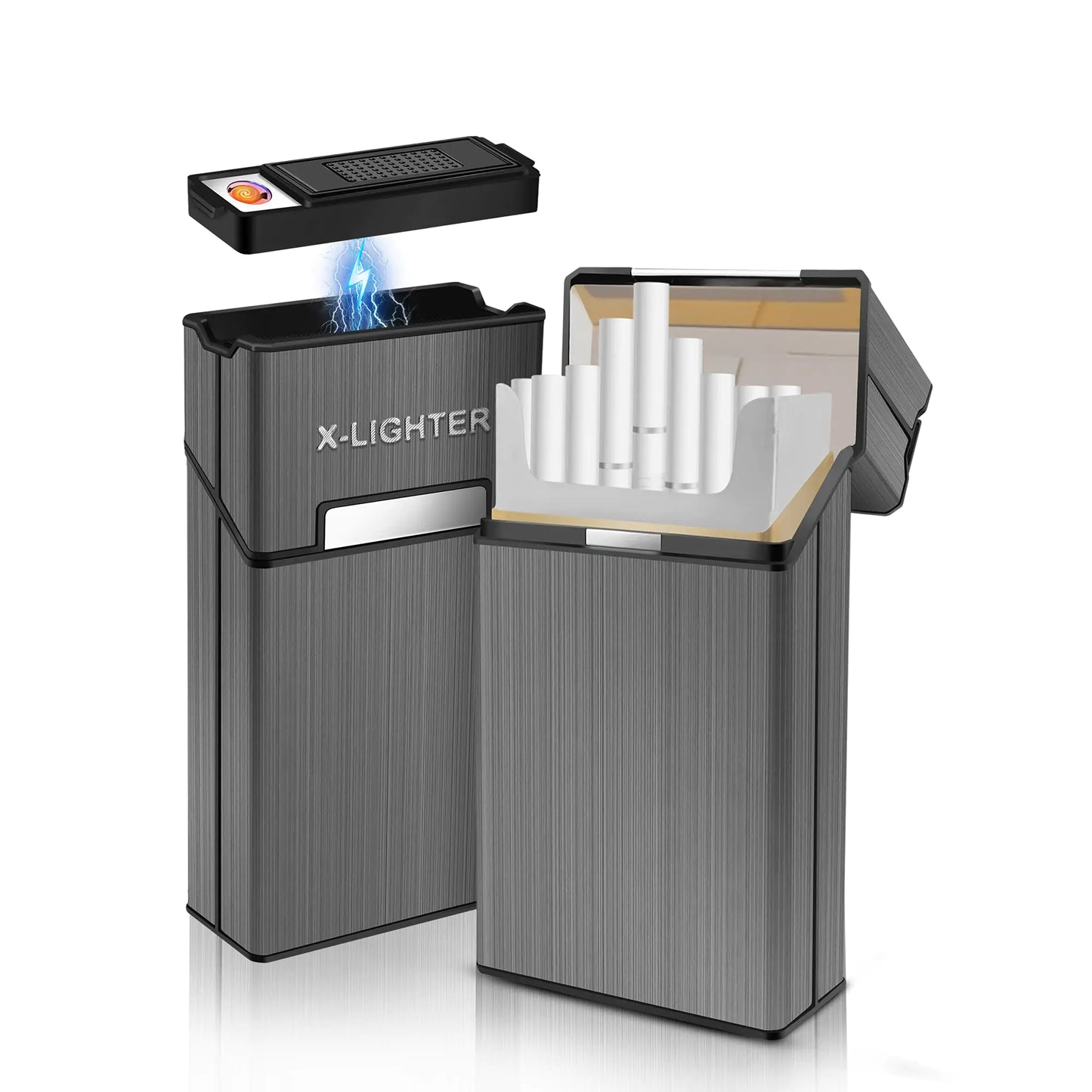 Christmas Gifts for Women x-lighter XL079 Cigarette Case for 100s King Size with Electric Coil Lighter Gift Package